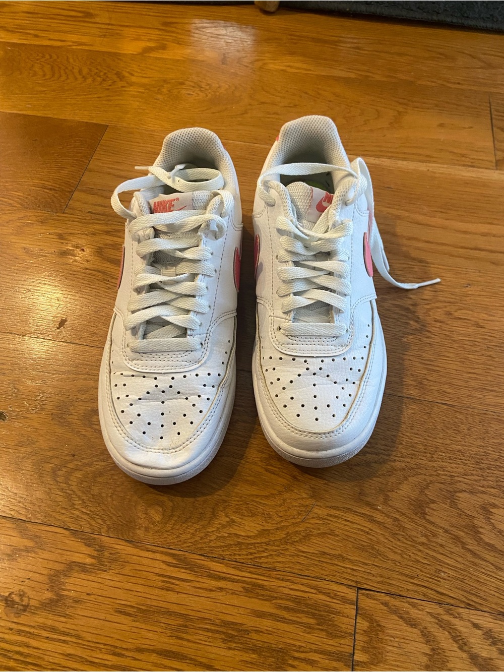 Nike Court Vision White Sneakers with Pink Accent - Comfortable Everyday Shoes